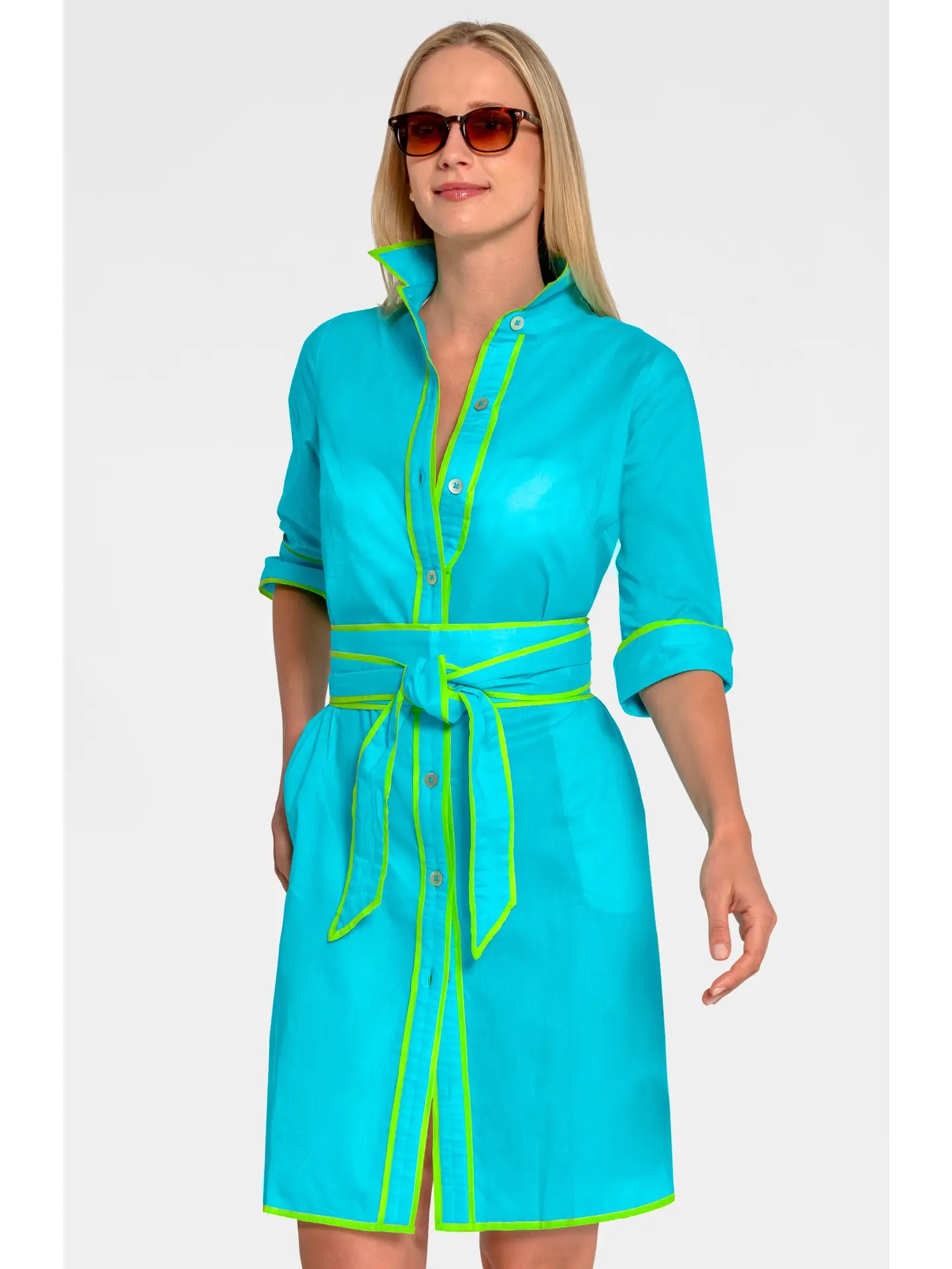 Turquoise Shirt Tails Short Dress