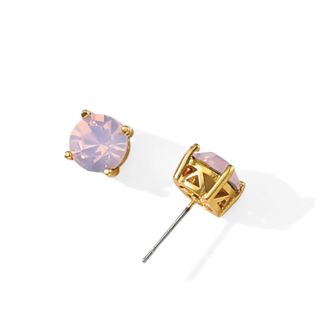 Pink Opal Sparkle Stud Earrings