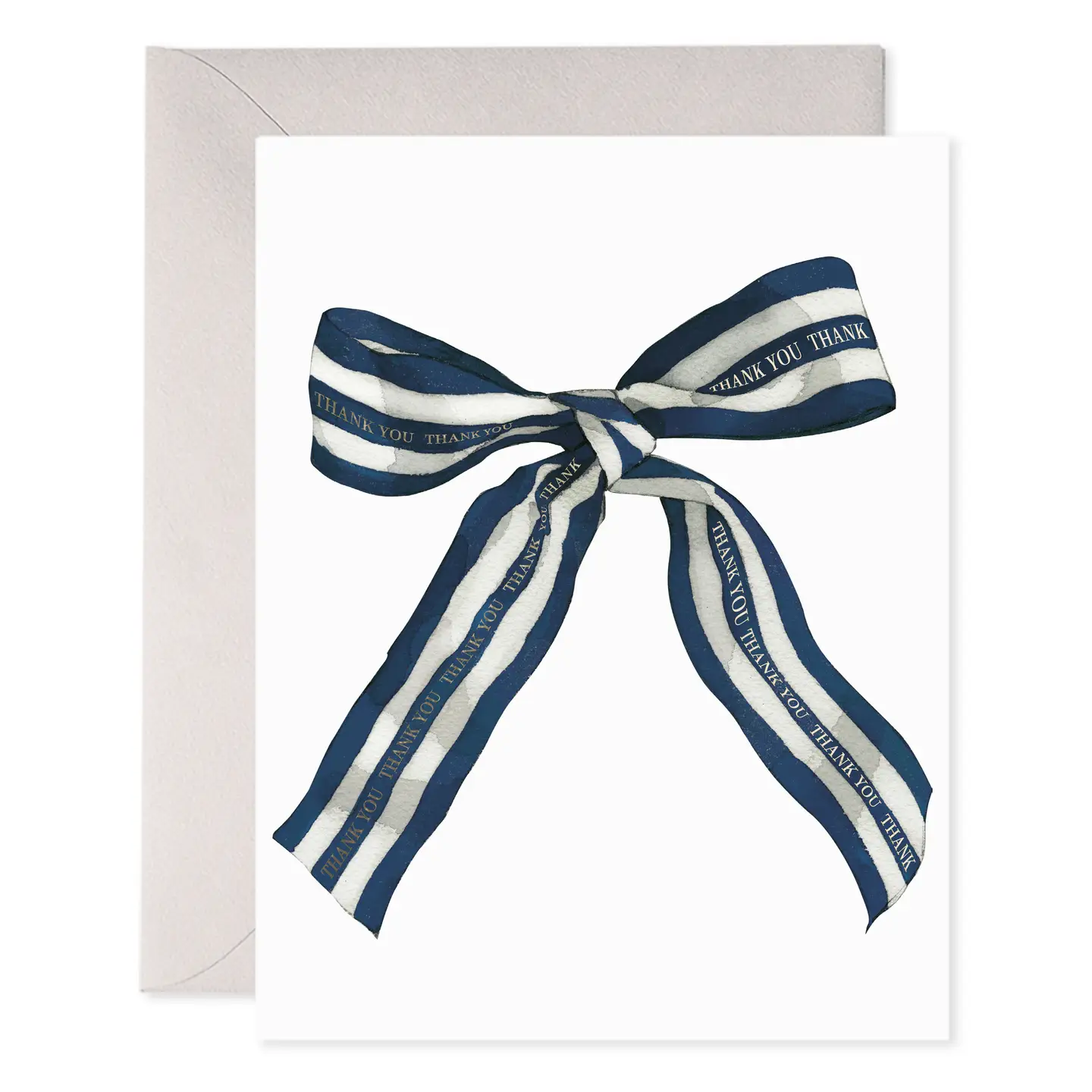 Big Navy Striped Bow Thank You Boxed Card Set
