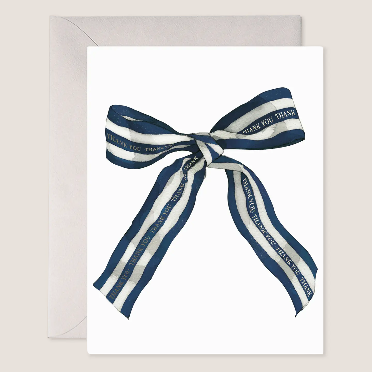 Big Navy Striped Bow Thank You Boxed Card Set