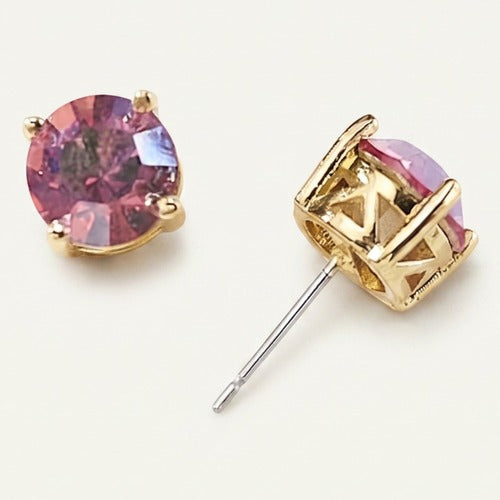 Iridescent Coral Sparkle Stud Earrings, colour swatch close-up