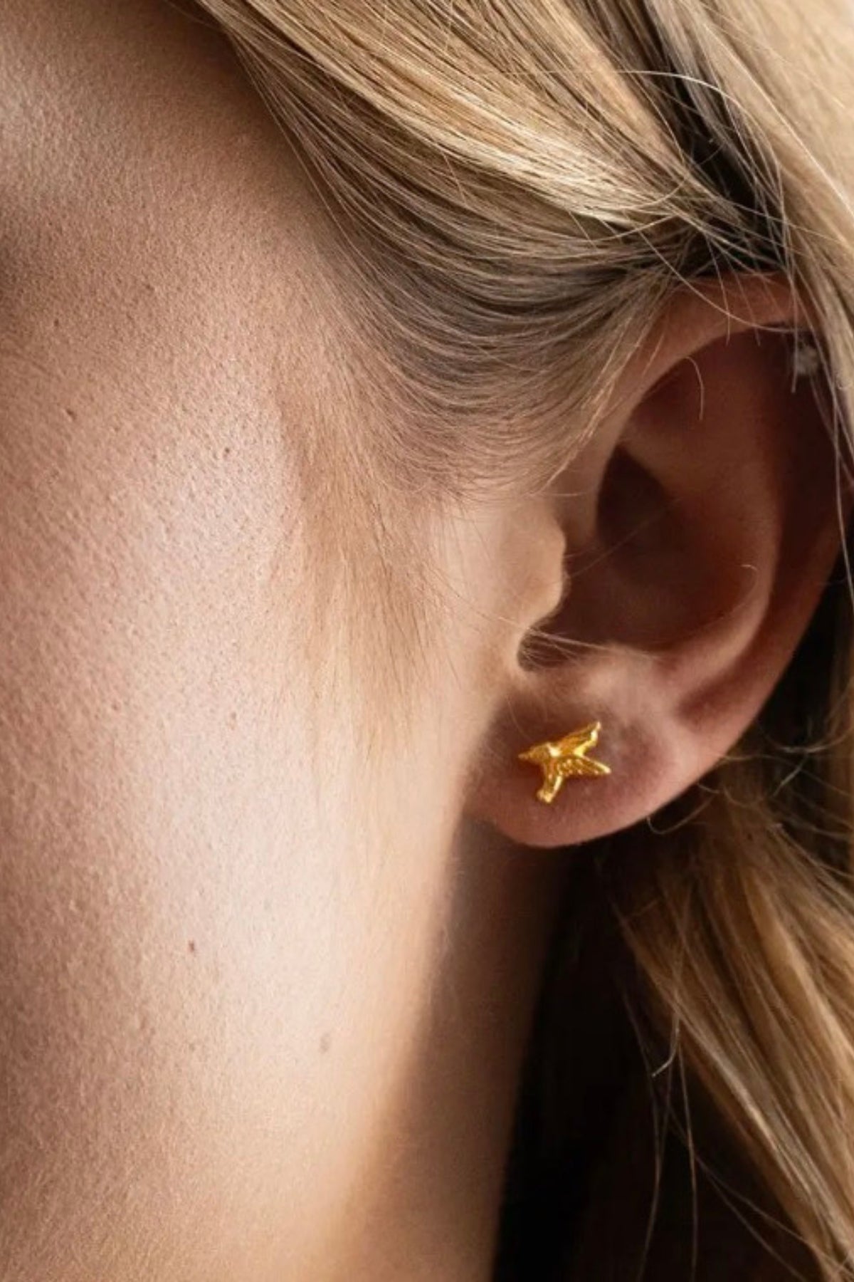 Tiny Hummingbird Stud Earrings worn