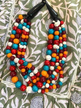 Multi Color Tribal Statement Necklace (One of a Kind)
