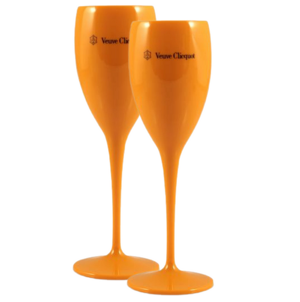 6x Veuve Clicquot Orange Acrylic Plastic Champagne Glasses 195ml