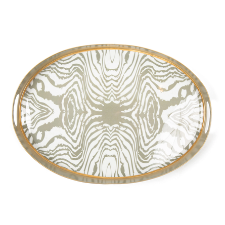 Faux Bois Enameled Oval 14x20 Tray  Cotton & Quill