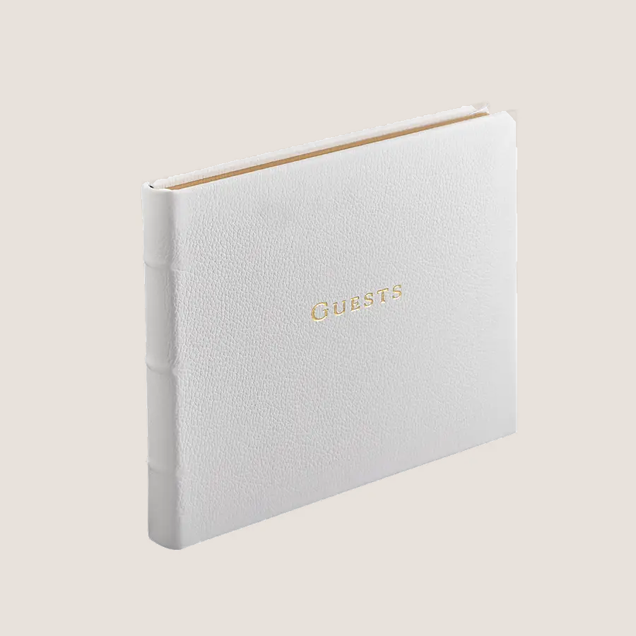 Guest Book White, Bonded Leather