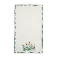 Wild Flowers Dish Towel with Hand-Embroidered Accents and Whipstitch Border (3 choices)