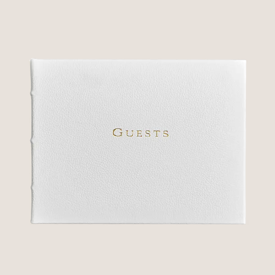 Guest Book White, Bonded Leather