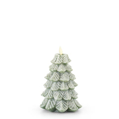 Green Wax Snowy Tree Luminara Indoor Flameless Candle