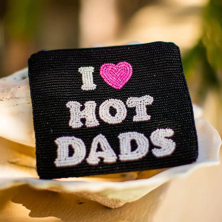 I Love Hot Dads Beaded Coin Pouch