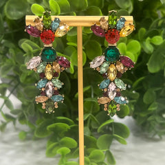 Multi Color Crystal Drop Earrings