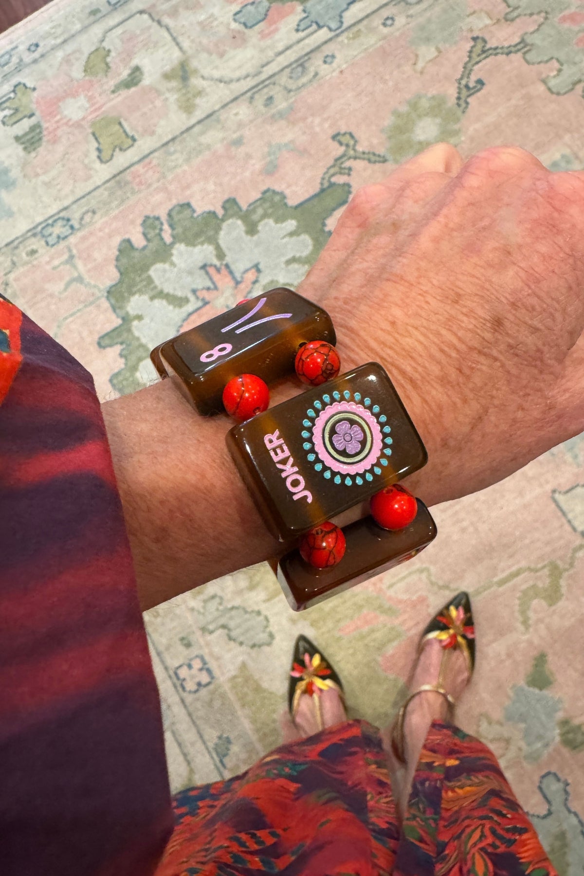 Faux Tortoise Shell Mahjong Tile Bracelet