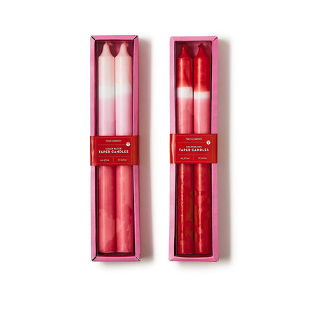 Red and Pink Color Block Taper Candles in Gift Box (set of 2)