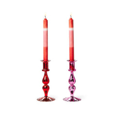 Red and Pink Color Block Taper Candles in Gift Box (set of 2)