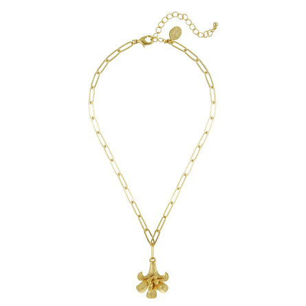 Gold Lily Paperclip Necklace