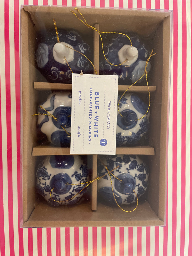 Blue & White S/6 Petite Pumpkins in Gift Box