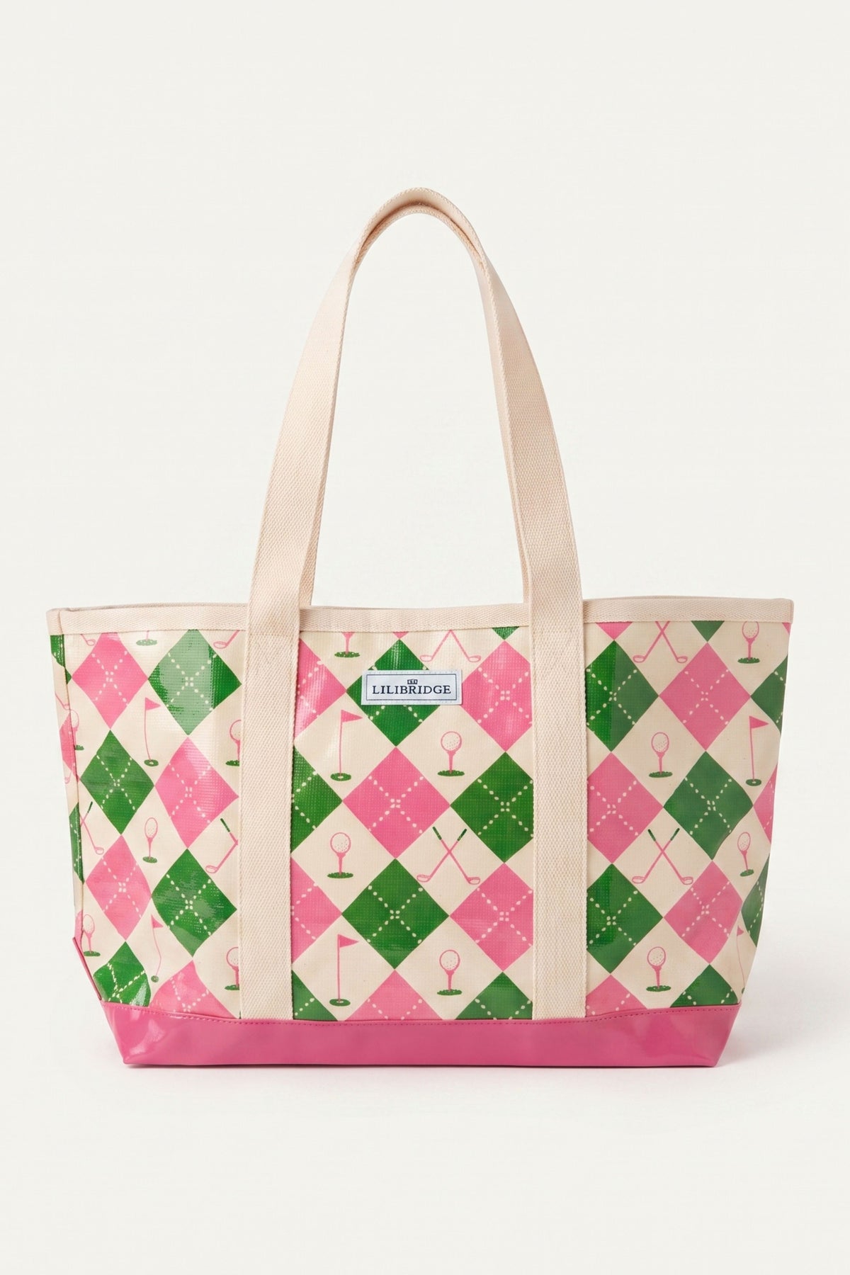 The Forevermore Golf Tote – Pink & Green Argyle