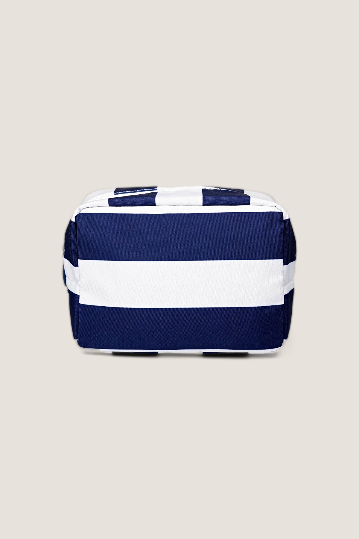 The Captain classic pouch in navy and white wide stripes, shown straight on from the front.