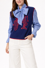 The Sardine Stitch Knit Vest – Navy