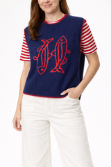 The Sardine Stitch Knit Vest – Navy