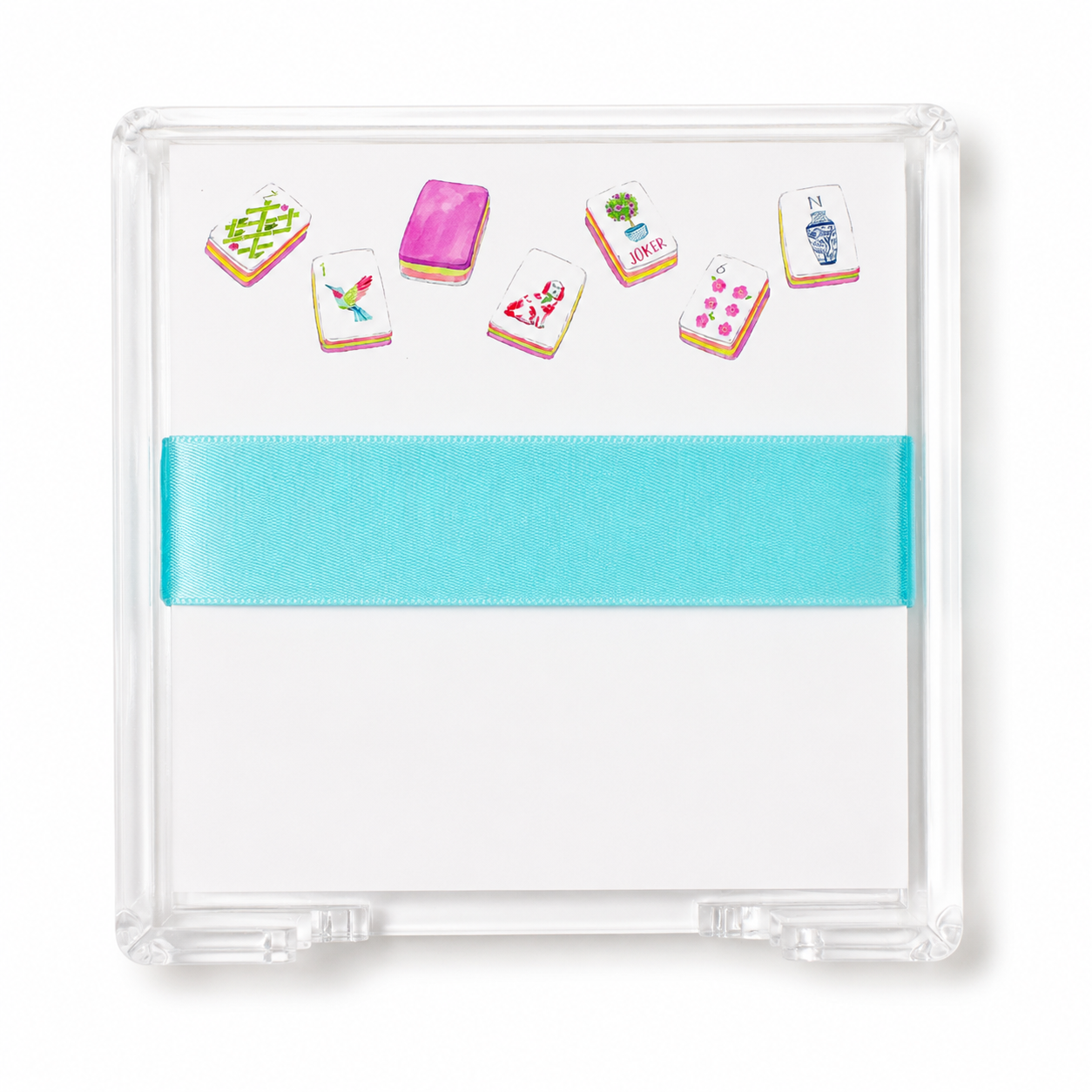 Mahjong Tiles Note Pad with Acrylic Holder