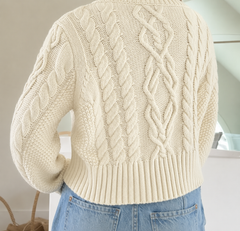 The Newport Cable Cardigan in Ecru