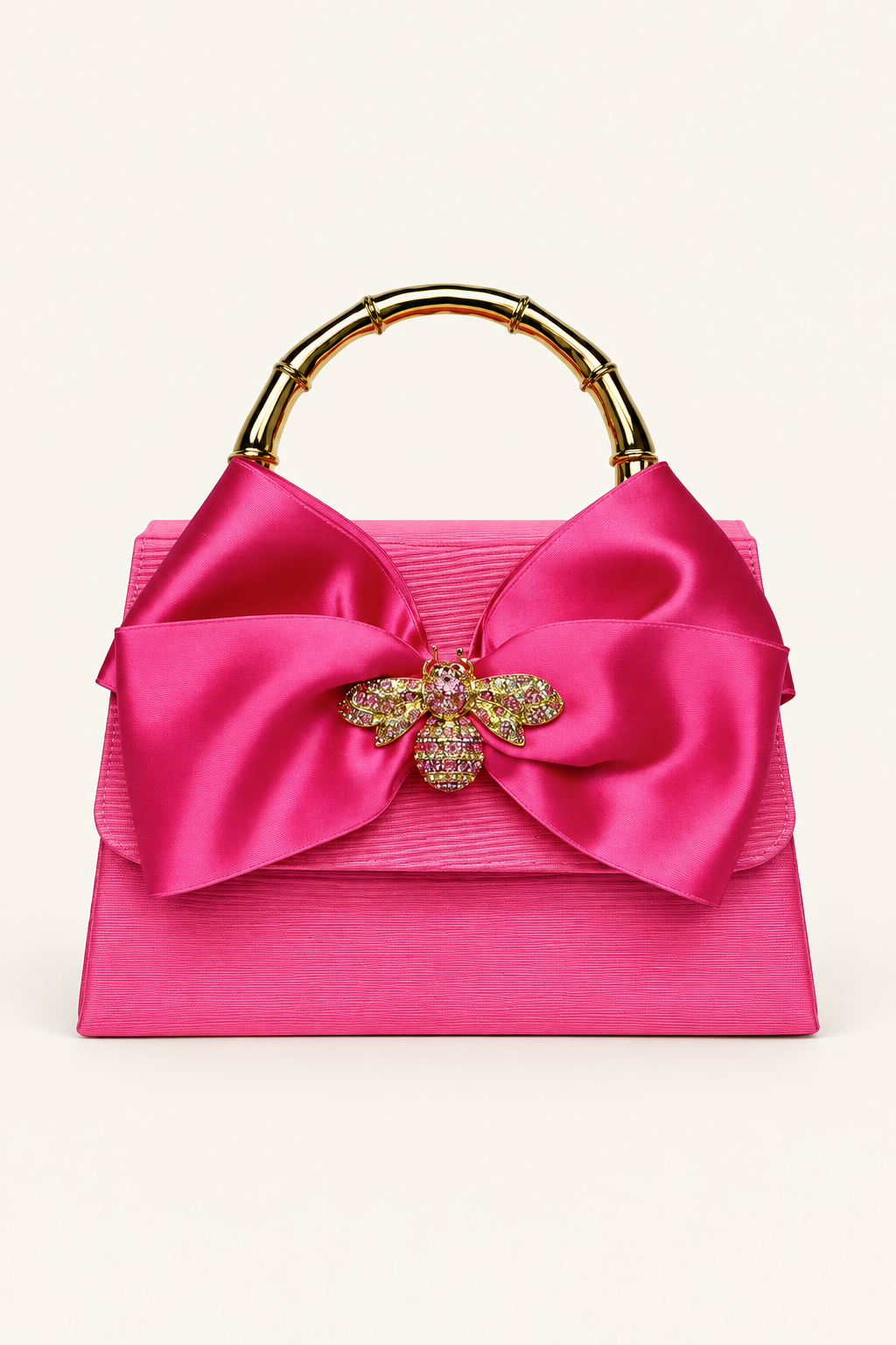 Pink Lulu Rhinestone Bee Charm Handbag