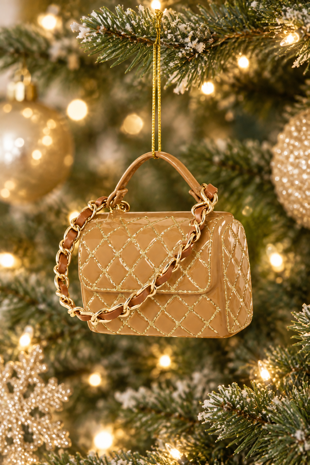 Tan Luxe Handbag Ornament