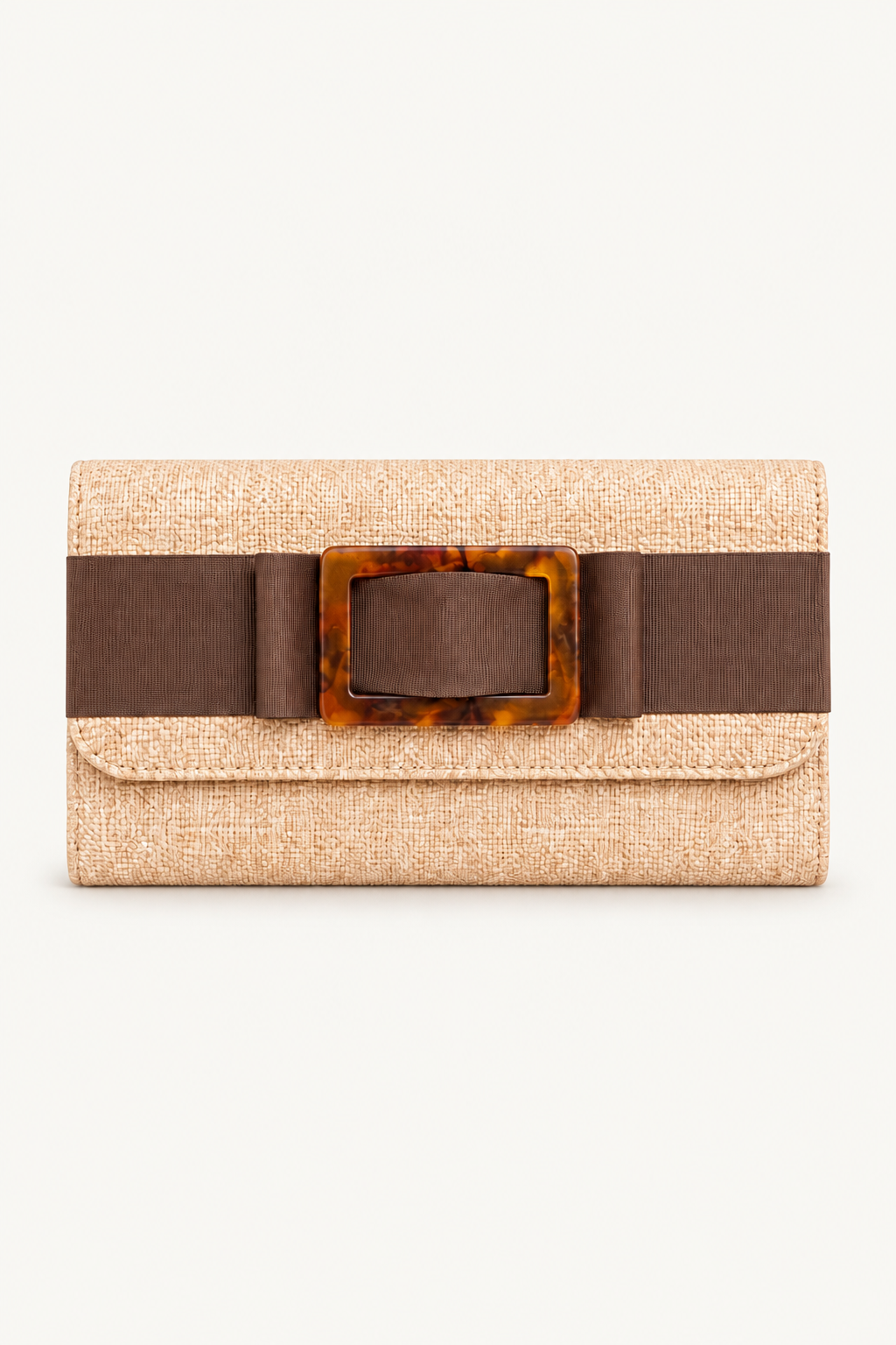 Avery Black Bow Clutch with Tortoise Buckle