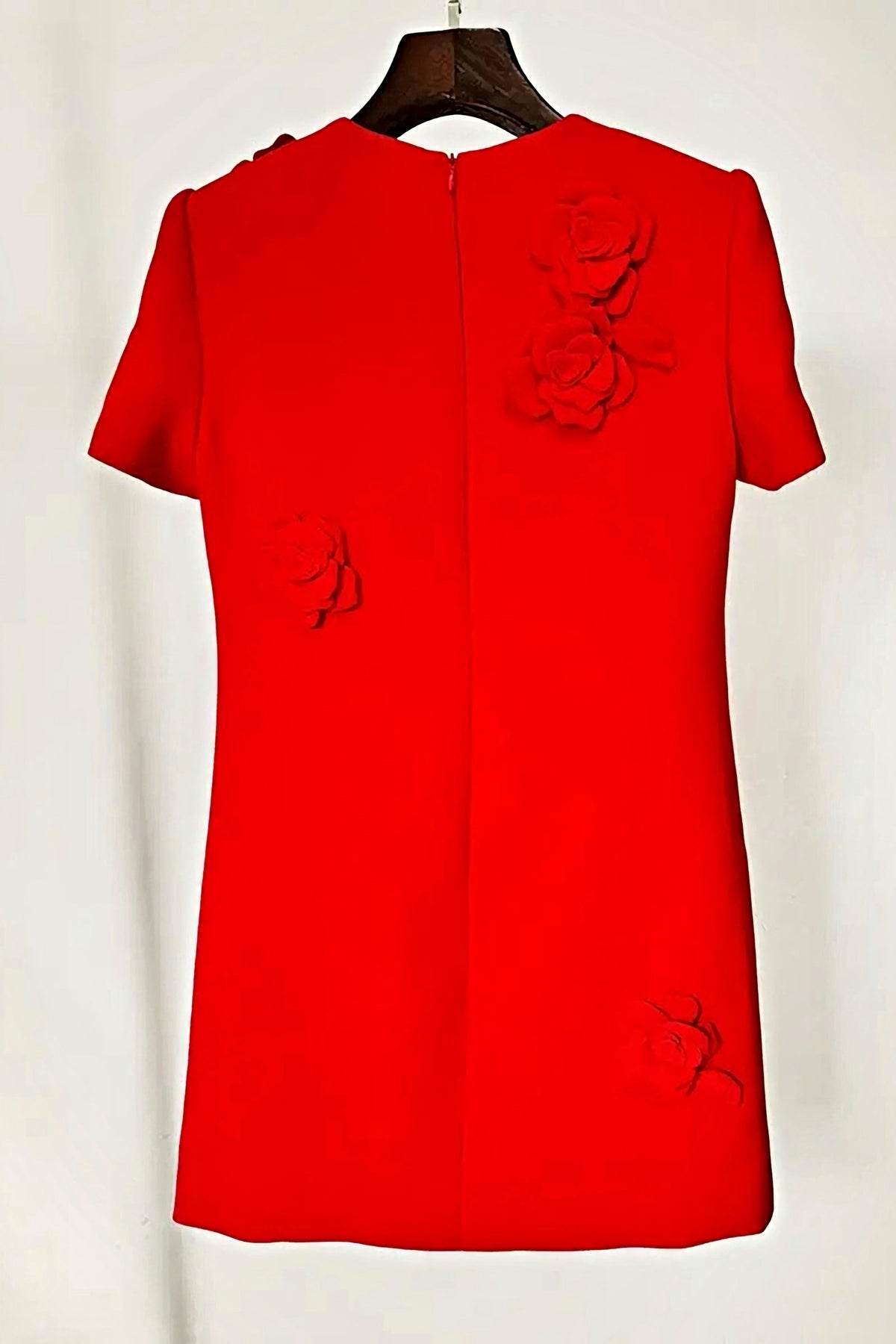 Floral Red Dress | Short Sleeve Elegance