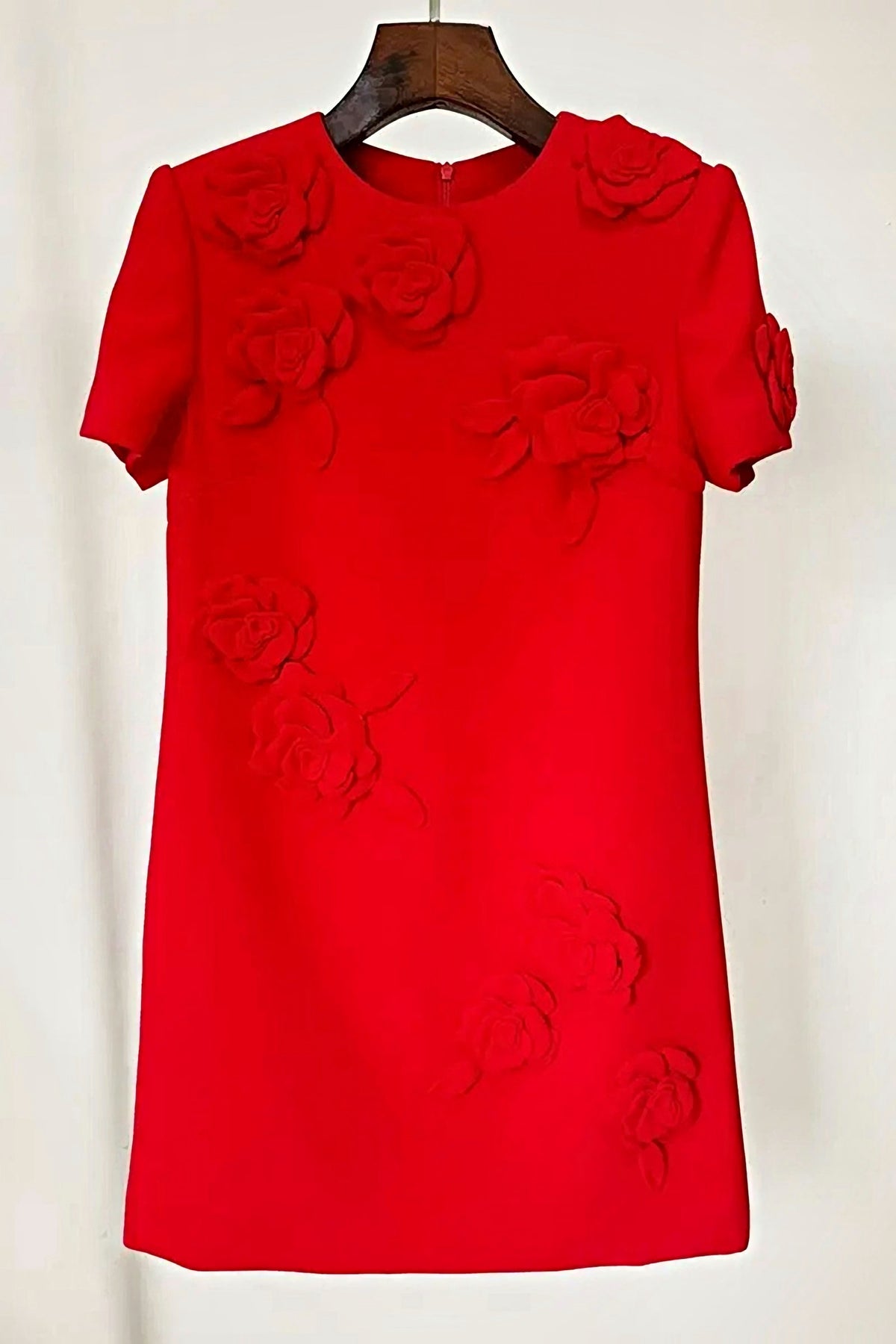 Floral Red Dress | Short Sleeve Elegance