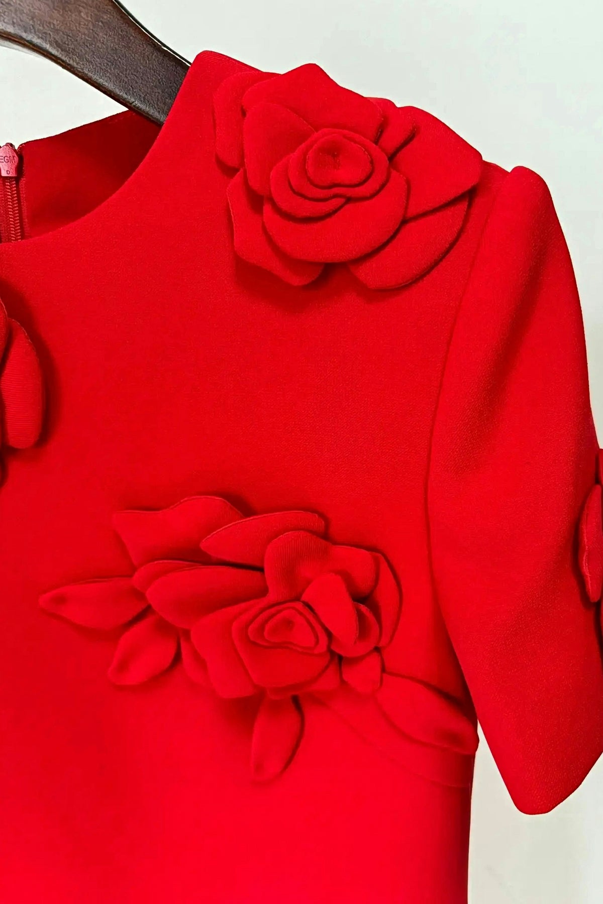 Floral Red Dress | Short Sleeve Elegance