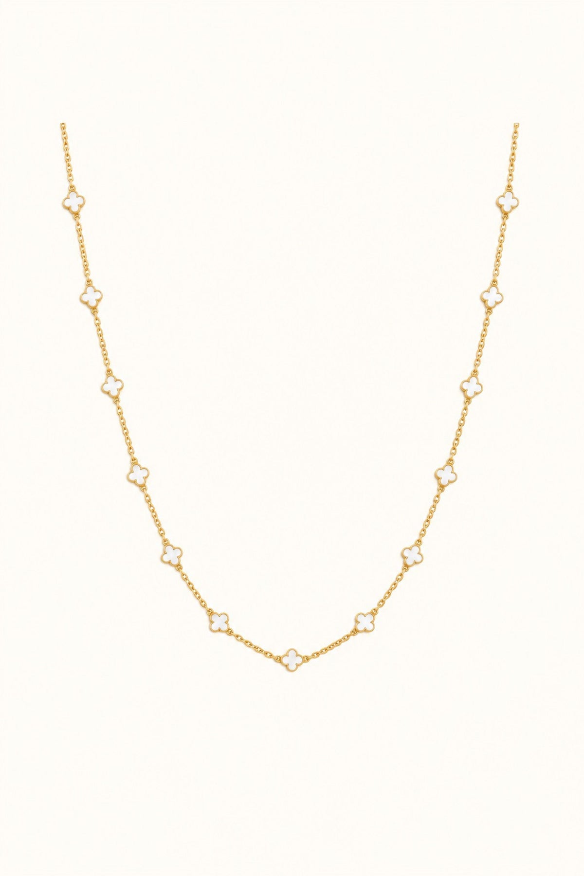 Petite Clover Necklace in Cream