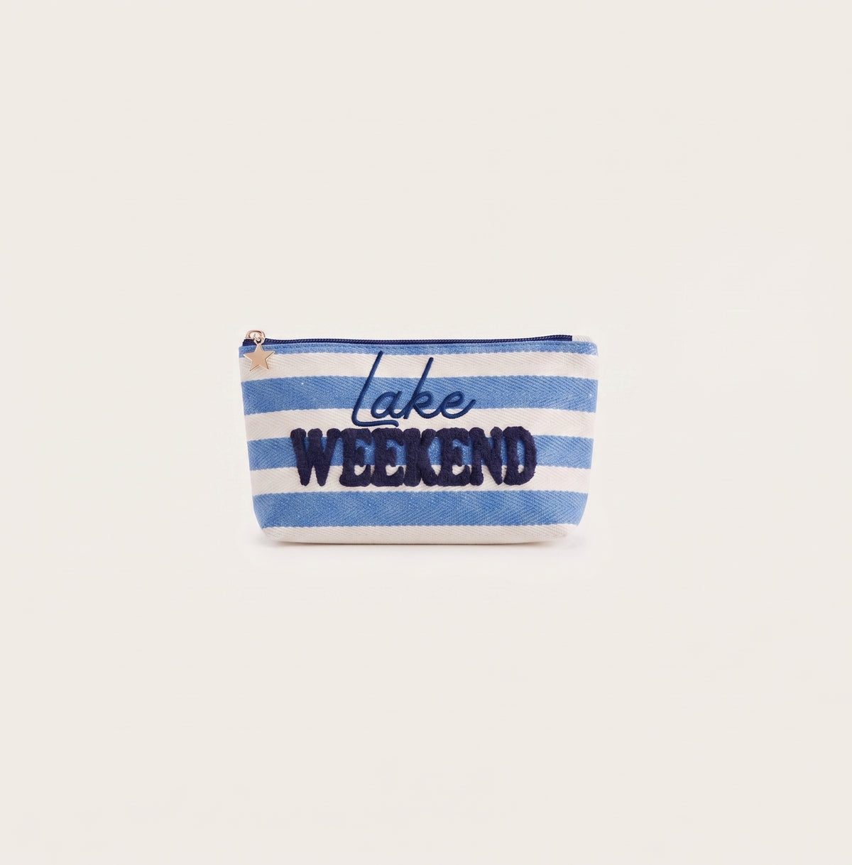 Morgan "Lake Weekend" Large Zip Pouch, Blue