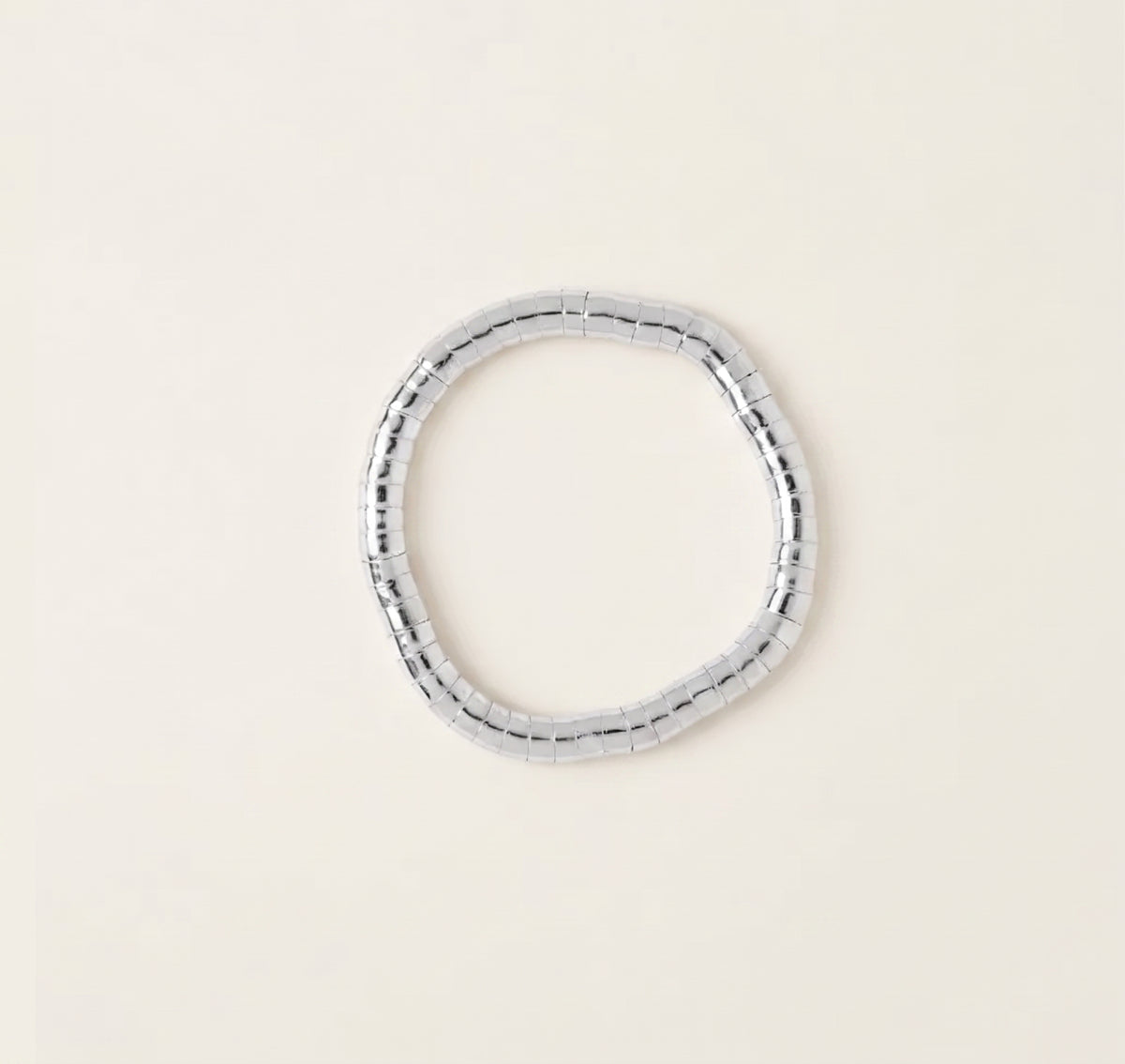 Lucille Round Bead Stretch Bracelet Silver