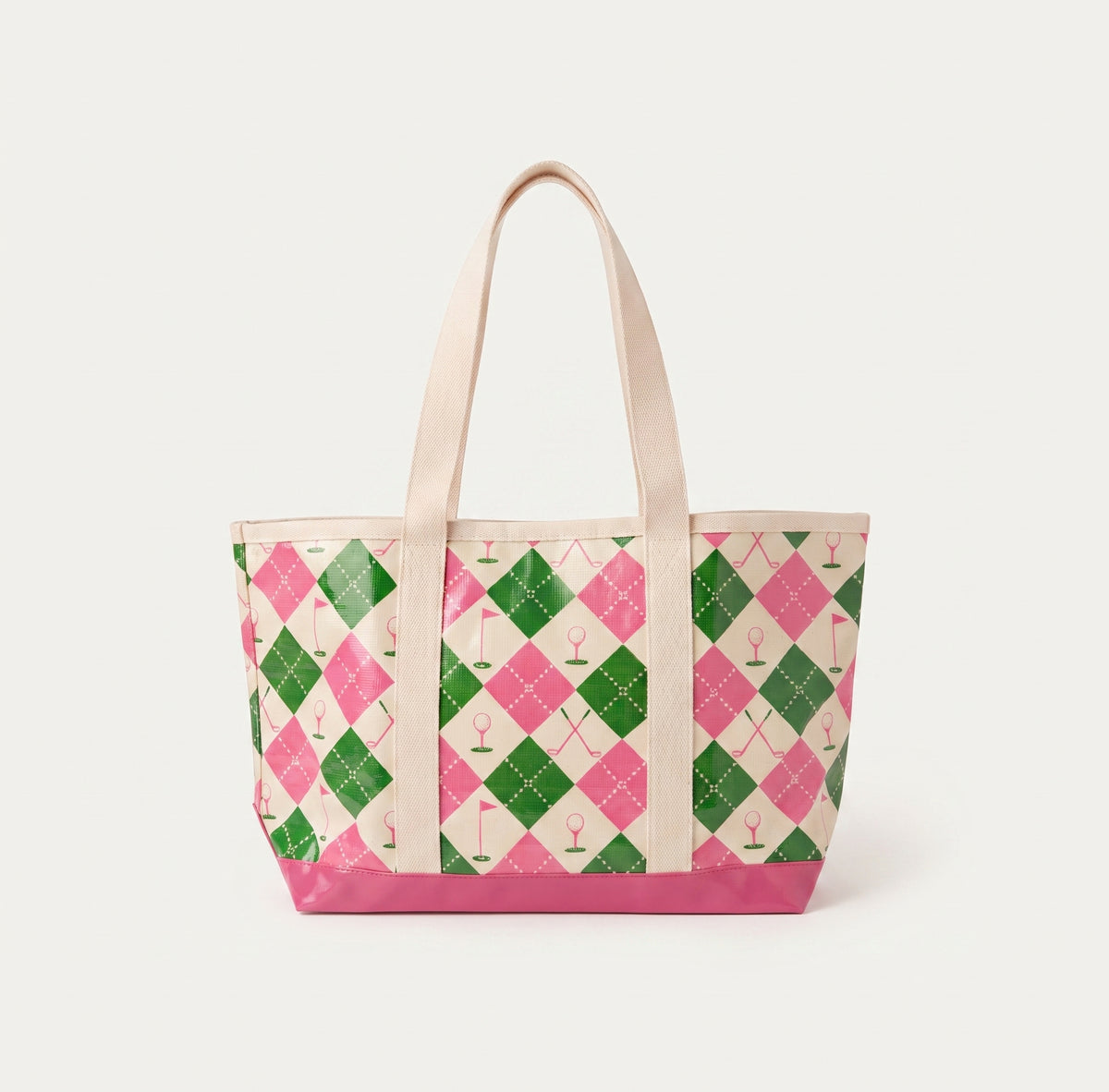The Forevermore Golf Tote – Pink & Green Argyle