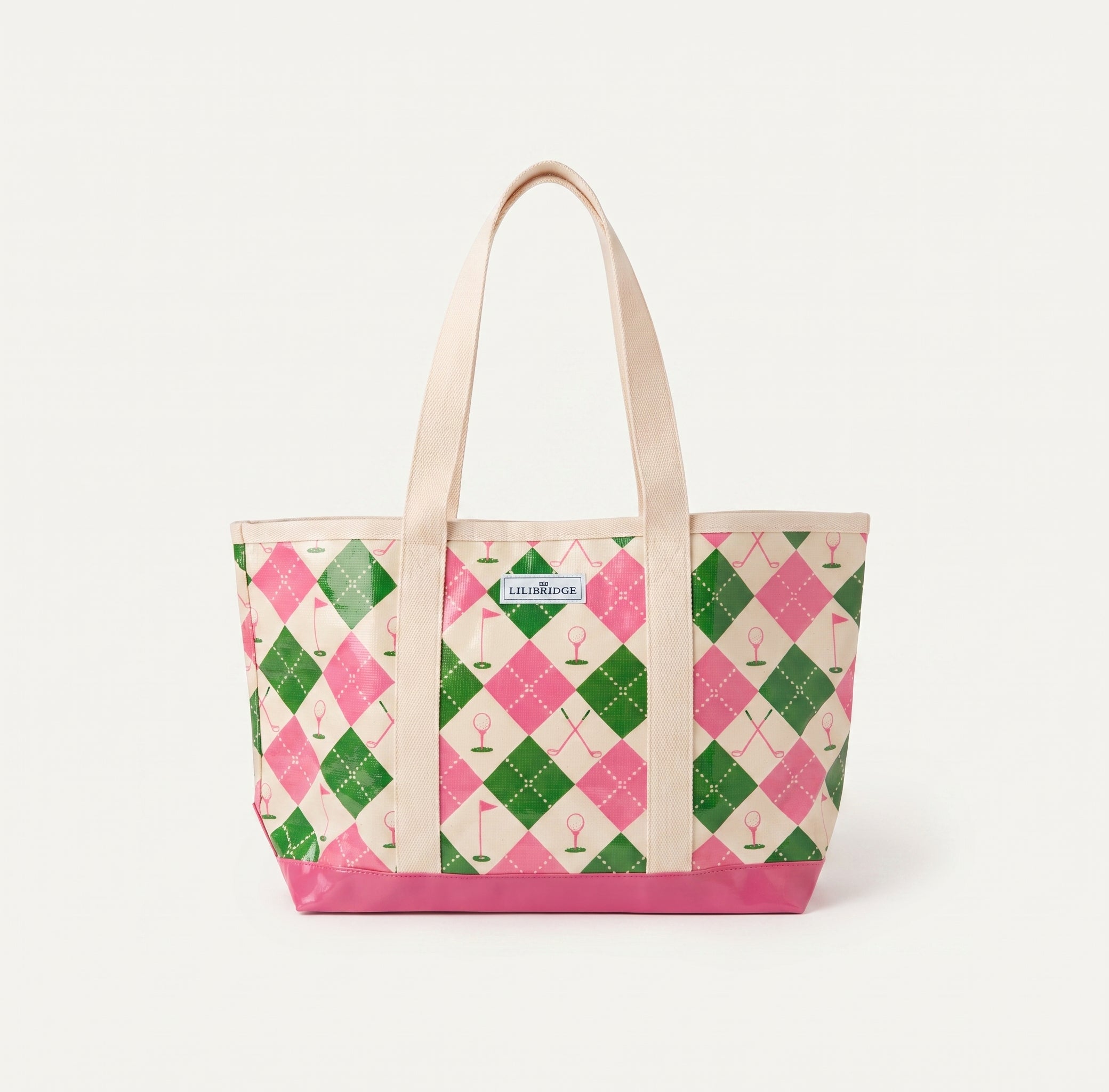 The Forevermore Golf Tote – Pink & Green Argyle