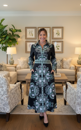 The Verde Noir Maxi Shirtdress