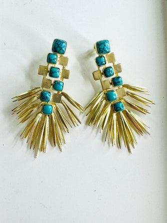 Turquoise Starburst Statement Earrings