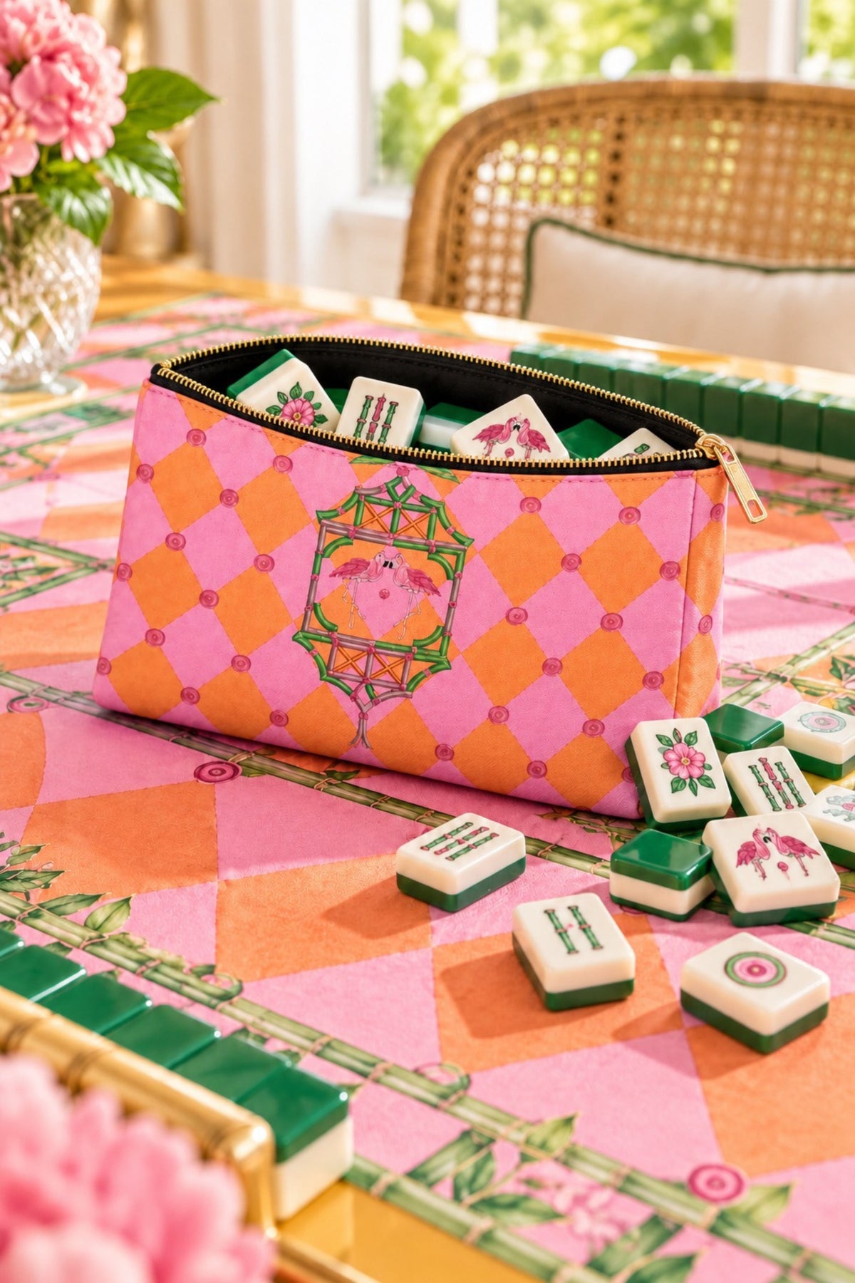 Palm Beach Pagoda Mahjong Tile or Cosmetic  Bag