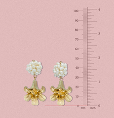Pearl Cluster Drop Lily Earrings
