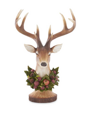 Balmoral Stag Bust with Wreath 18.5" Resin Wood Grain