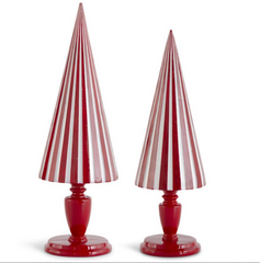 Peppermint Red & White Striped Resin Tree on Pedestal (sold individually)