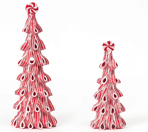 S/2 Peppermint Ribbon Candy Trees