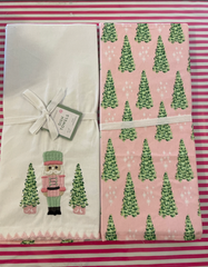 Pink Christmas Nutcracker Dish Towels, S/2