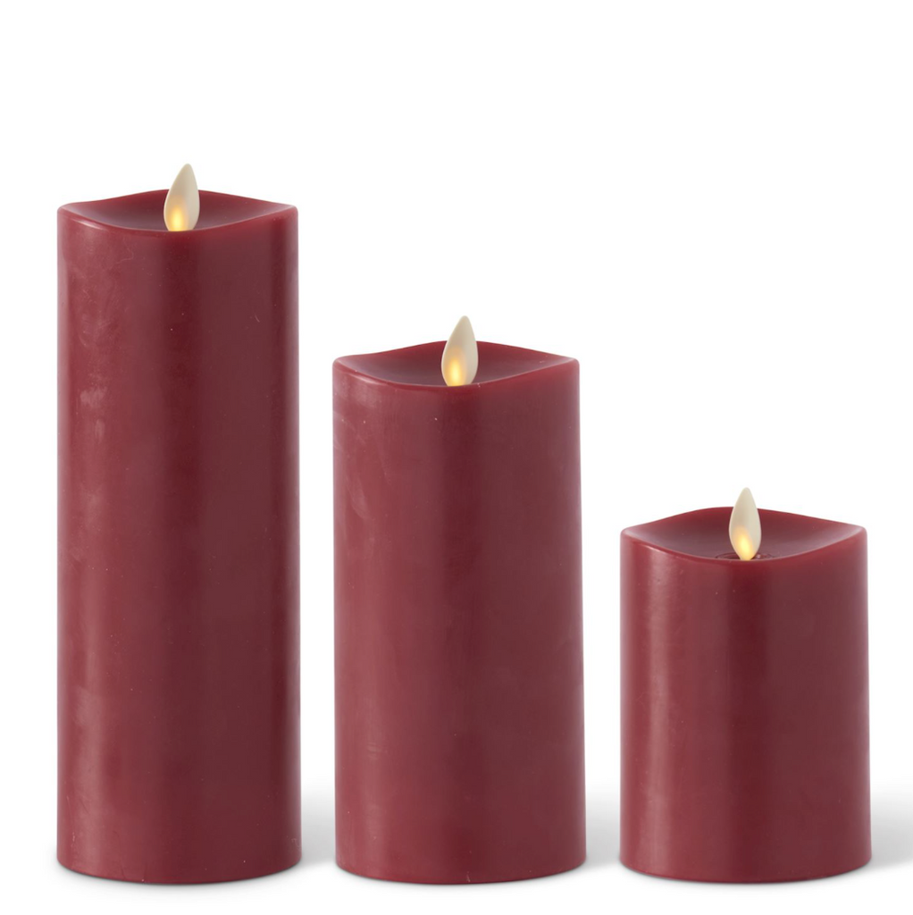 Burgundy Flameless Pillar Candle