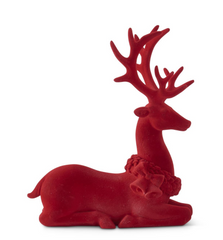 SET OF 2 RED VELVET RESIN REINDEERS