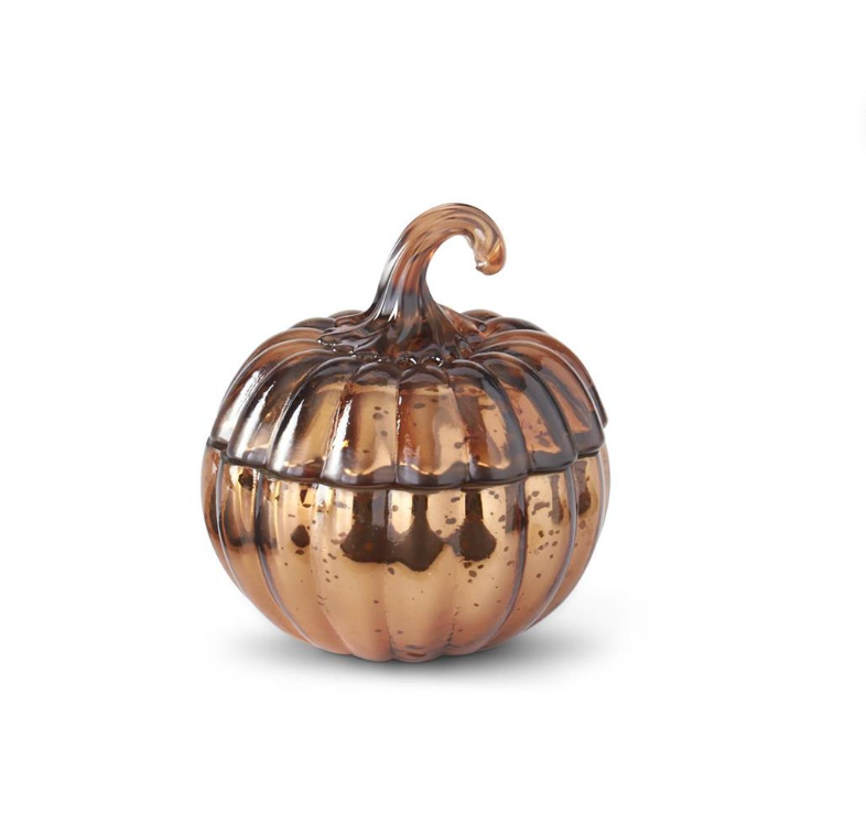 Small Brown MERCURY GLASS PUMPKIN POURED CANDLE