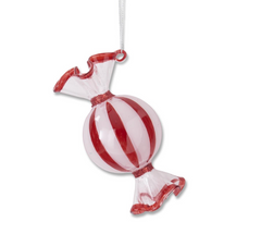 Candy Cane Red and White Glass Ornaments (3 styles)