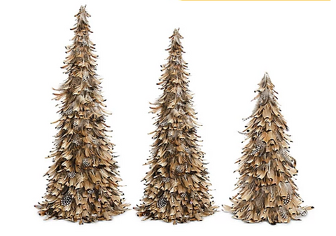 Set of 3 Camel Feathered Cone Trees